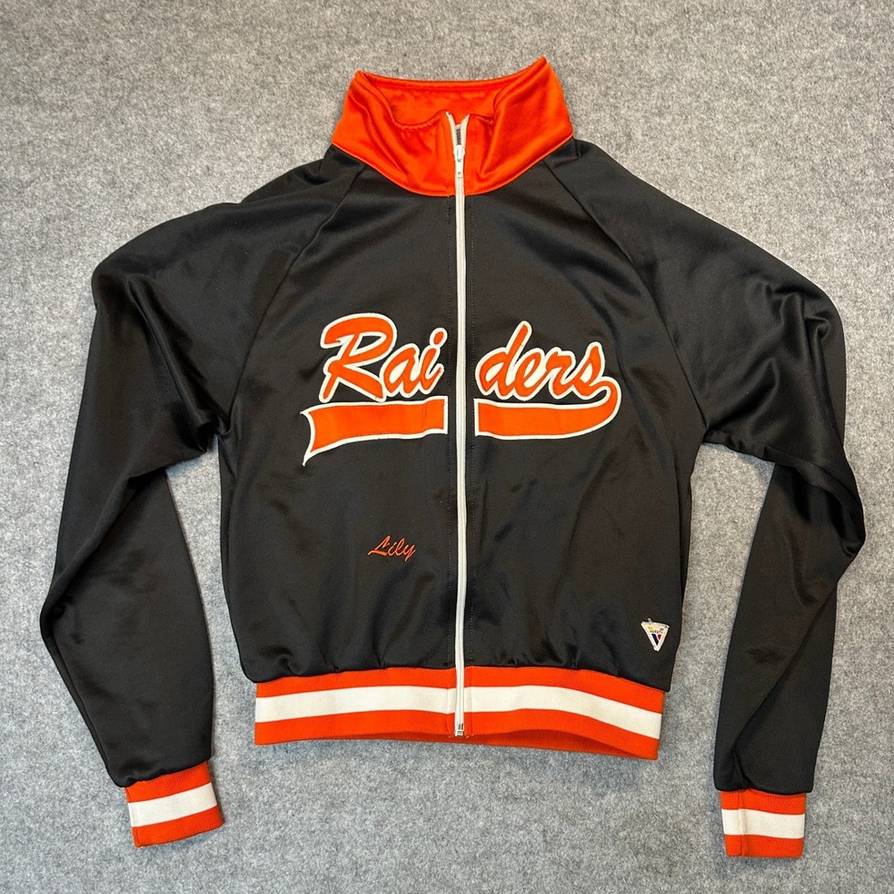 Varsity Spirit Fashions Raiders Track Jacket SP Black‎ Orange Embroidered Lily